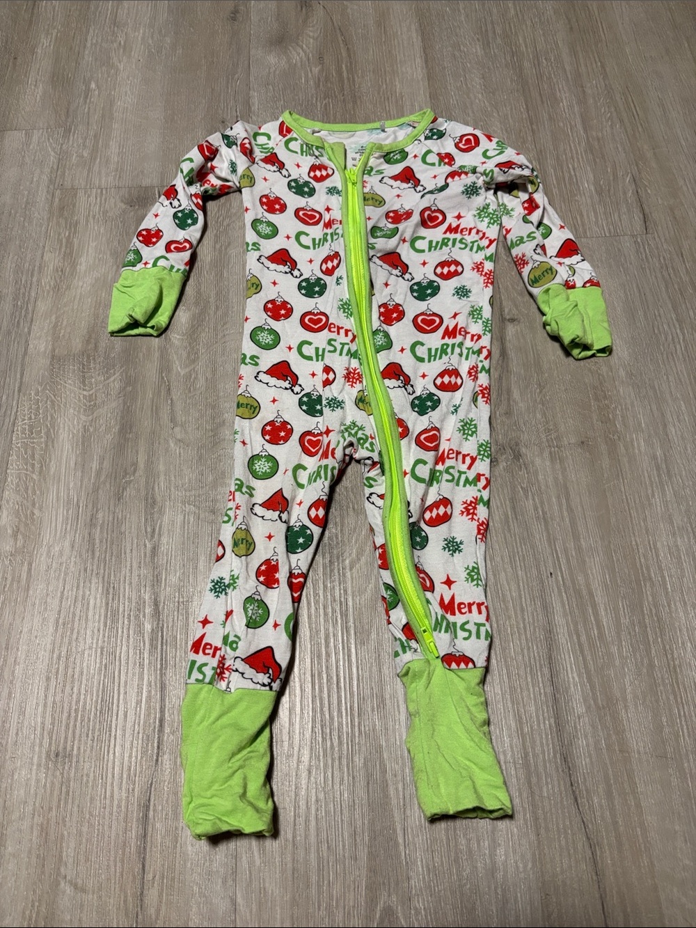 Bamboo‎ Kids Green & White Christmas One-Piece